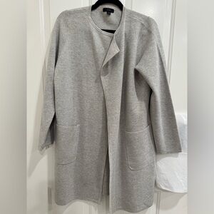 J. Crew Light Gray Knit Lightweight Collarless Cardigan Sweater